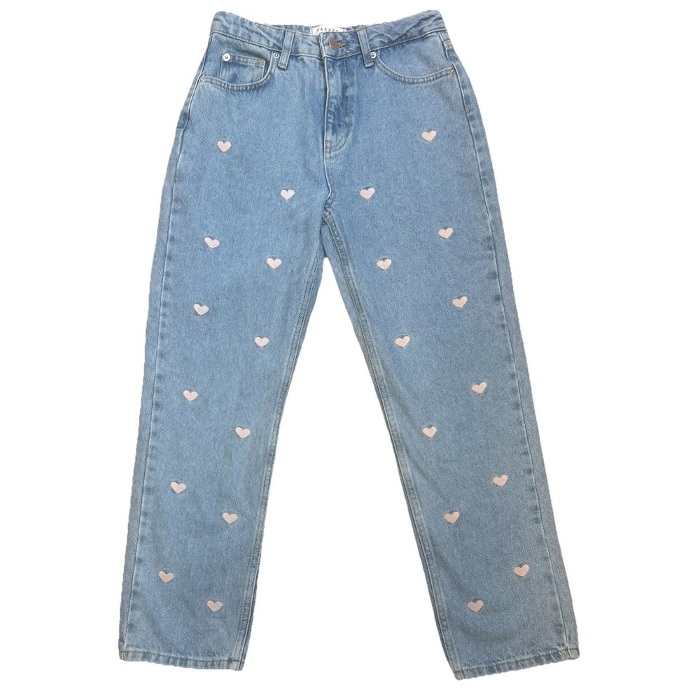 Harper‎ Heritage Jeans Womens 25 Heart Print Straight Leg High Rise Denim Pants
